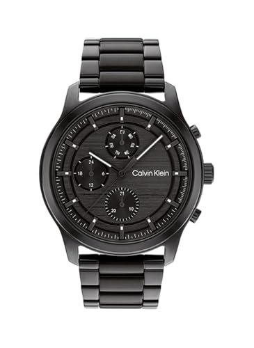 Calvin Klein Analogue Multifunction Quartz Watch for Men AMBITION Collection with Black Stainless Steel Bracelet - 25200209