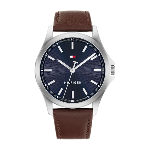 Tommy Hilfiger Three Hand Quartz Movement Watch for Men with Brown Leather Strap - 1710669
