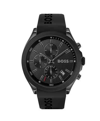 BOSS Chronograph Quartz Watch for Men VELOCITY Collection with Black Silicone Bracelet - 1513720