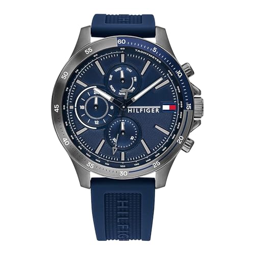 Tommy Hilfiger Analogue Multifunction Quartz Watch for Men with Navy Blue Silicone Bracelet - 1791721