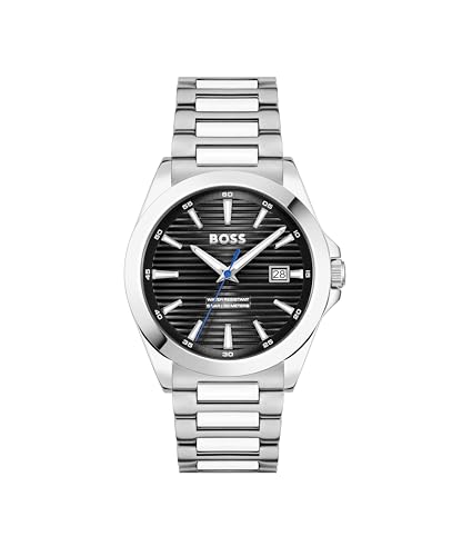 BOSS Three Hand Quartz Movement Watch for Men STRIKE Collection with Silver Stainless Steel Bracelet - 1514170