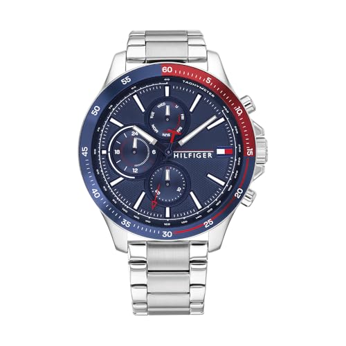 Tommy Hilfiger Analogue Multifunction Quartz Watch for Men with Stainless Steel Silicone Bracelet