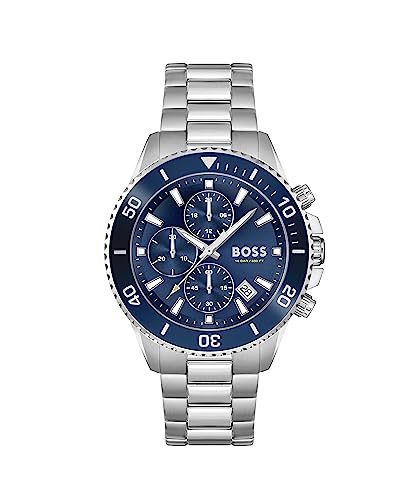 BOSS Chronograph Quartz Watch for Men ADMIRAL Collection with Silver Stainless Steel Bracelet - 1513907