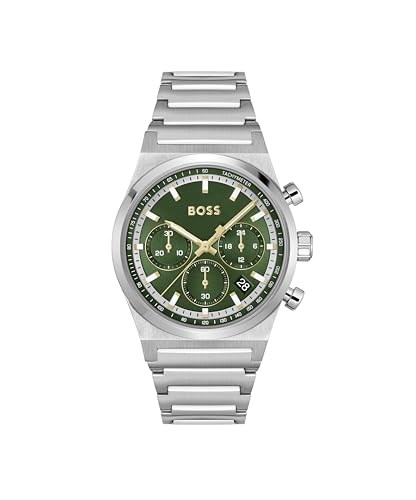 BOSS Chronograph Quartz Watch for Men CANDOR CHRONO Collection with Silver Stainless Steel Bracelet - 1514220