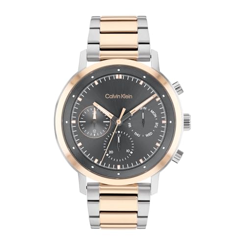 Calvin Klein Analogue Multifunction Quartz Watch Gauge Collection for men - Available with Stainless Steel bracelet or Leather Strap
