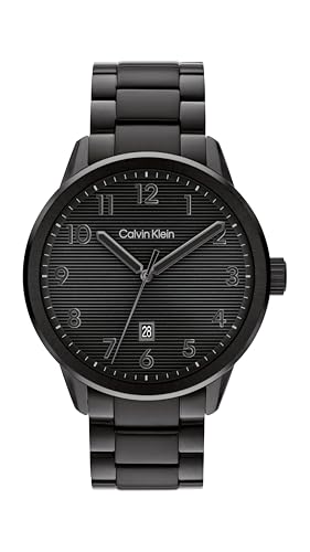 Calvin Klein Three Hand Quartz Movement Watch for Men MINIMALISTIC PILOT Collection with Black Stainless Steel Bracelet - 25200516