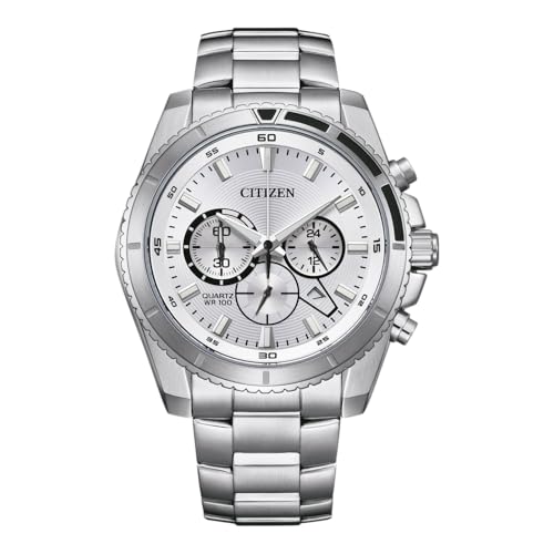 CITIZEN AN8200-50A Men's Analogue Quartz Watch with Stainless Steel Strap, silver, Einheitsgröße, Modern