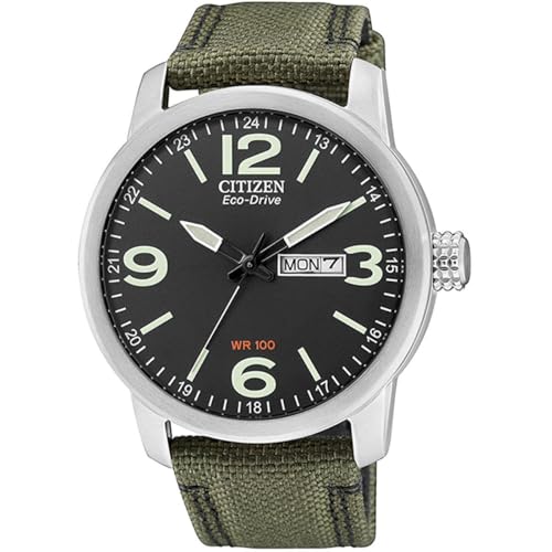 Citizen Men's Analogue Eco-Drive Watch with Nylon Strap, Black/Green, Model BM8470-11EE