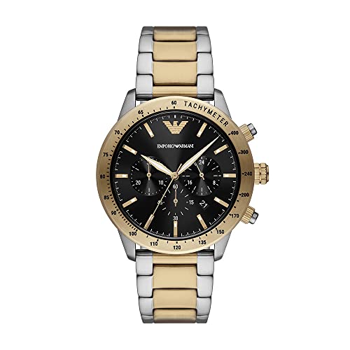 Emporio Armani Men's Chronograph Watch, 43mm, Silver Stainless Steel Case with Stainless Steel Strap, Silver, Bracelet, Model AR11521