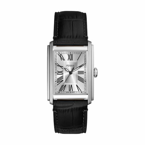 FOSSIL Carraway Watch for Men, Quartz Three Hand Movement with Leather or Stainless Steel Strap, Graphite, 30 Mm, Classic