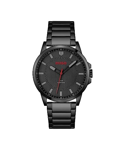 HUGO Analogue Quartz Watch for Men #FIRST Collection with Black Stainless Steel Bracelet - 1530187