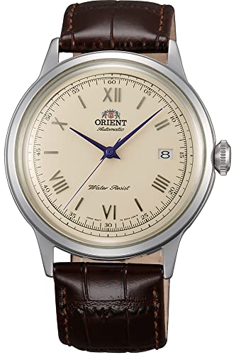 Orient Men's '2nd Gen. Bambino Ver. 2' Japanese Automatic Stainless Steel and Leather Dress Watch, Creme Dial, 40 mm, Dress