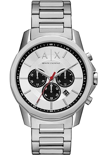 Armani Exchange Watch for Men, Silver Tone, 44 mm, Bracelet