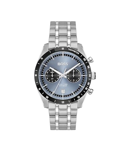 BOSS Analogue Multifunction Quartz Watch for Men TOURMASTER Collection with Silver Stainless Steel Bracelet - 1514286