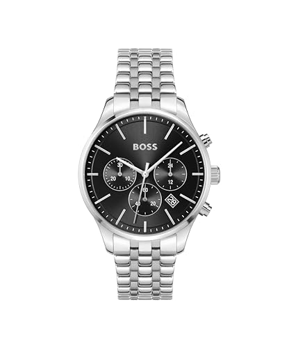 BOSS Chronograph Quartz Watch for Men AVERY Collection with Silver Stainless Steel Bracelet - 1514157