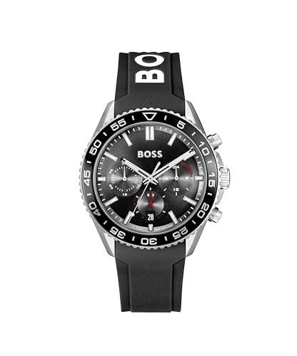 BOSS Chronograph Quartz Watch for Men RUNNER Collection with Stainless Steel Bracelet or Silicone Strap