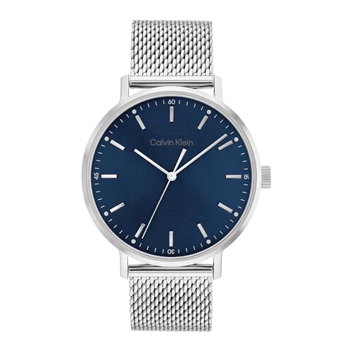 Calvin Klein Analogue Quartz Watch for Men Modern Mesh Collection with Leather or Stainless Steel bracelet in Link or Mesh