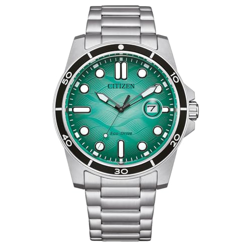 CITIZEN AW1816-89L Men's Analogue Quartz Watch with Stainless Steel Strap, turquoise, Bracelet