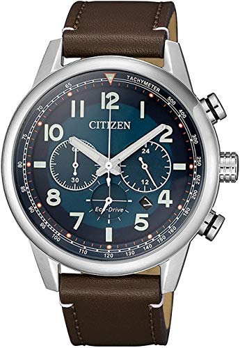 CITIZEN Men's Chronograph ECO-Drive Watch with Leather Strap Ca4420-13L, Brown, One Size
