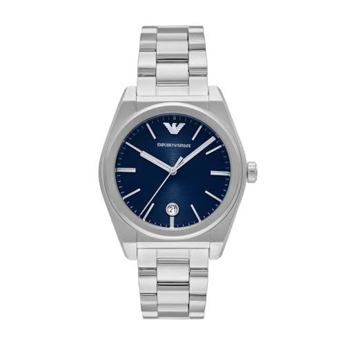 Emporio Armani Men's Analog Quartz Watch with Stainless Steel Strap AR11620, Silver, Classic