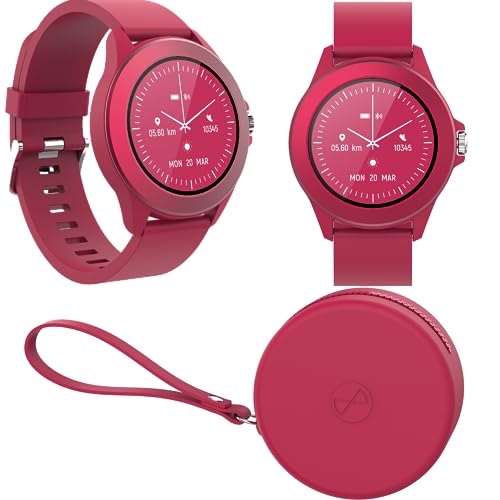 FOREVER Colorum CW-300 Round Smartwatch – Men's Women's Sports Watch with Pedometer – IP68 Waterproof Smartwatch – Long Battery Life Smart Watch – Android iOS – Pink