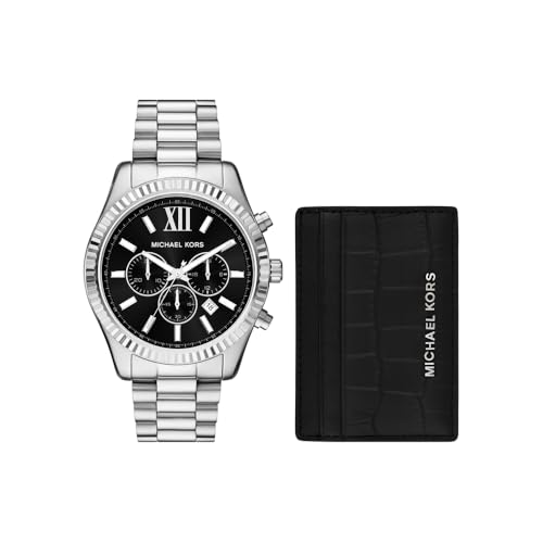 Michael Kors Men's Analog Quartz Watch with Stainless Steel Strap MK1091SET, Silver, Classic