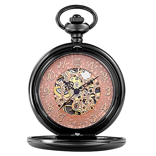 QSYJCCXD Retro Mechanical Pocket Watch Smooth Case Hand Wrap Watches Influence Case Watch Chain for Men Women