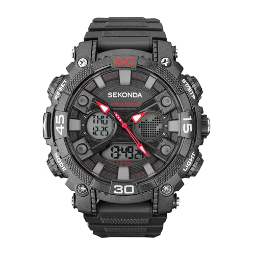 Sekonda Men's Digital Watch with Digital Display, black/black, Ribbon