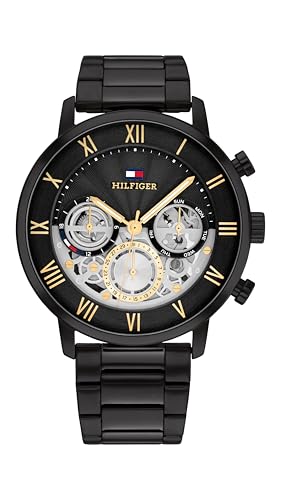 Tommy Hilfiger Analogue Multifunction Quartz Watch for Men with Black Stainless Steel Bracelet - 1710706