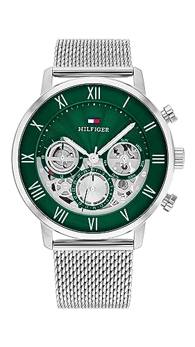 Tommy Hilfiger Analogue Multifunction Quartz Watch for Men with Silver Stainless Steel Mesh Bracelet - 1710567