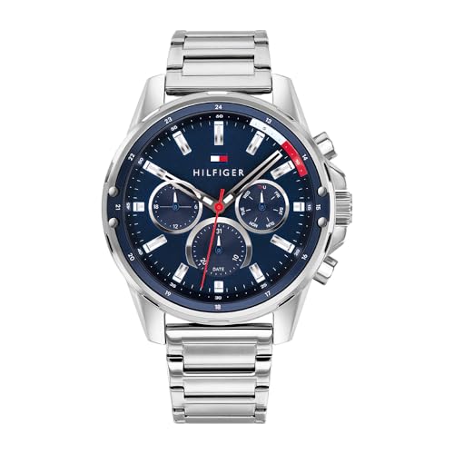 Tommy Hilfiger Analogue Multifunction Quartz Watch for Men with Silver Stainless Steel Bracelet - 1791788