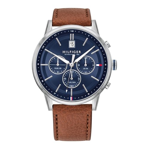 Tommy Hilfiger Multi Dial Quartz Watch for Men with Light Brown Leather Strap-1791629