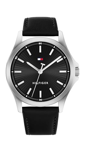 Tommy Hilfiger Three Hand Quartz Movement Watch for Men with Black Leather Strap - 1710668